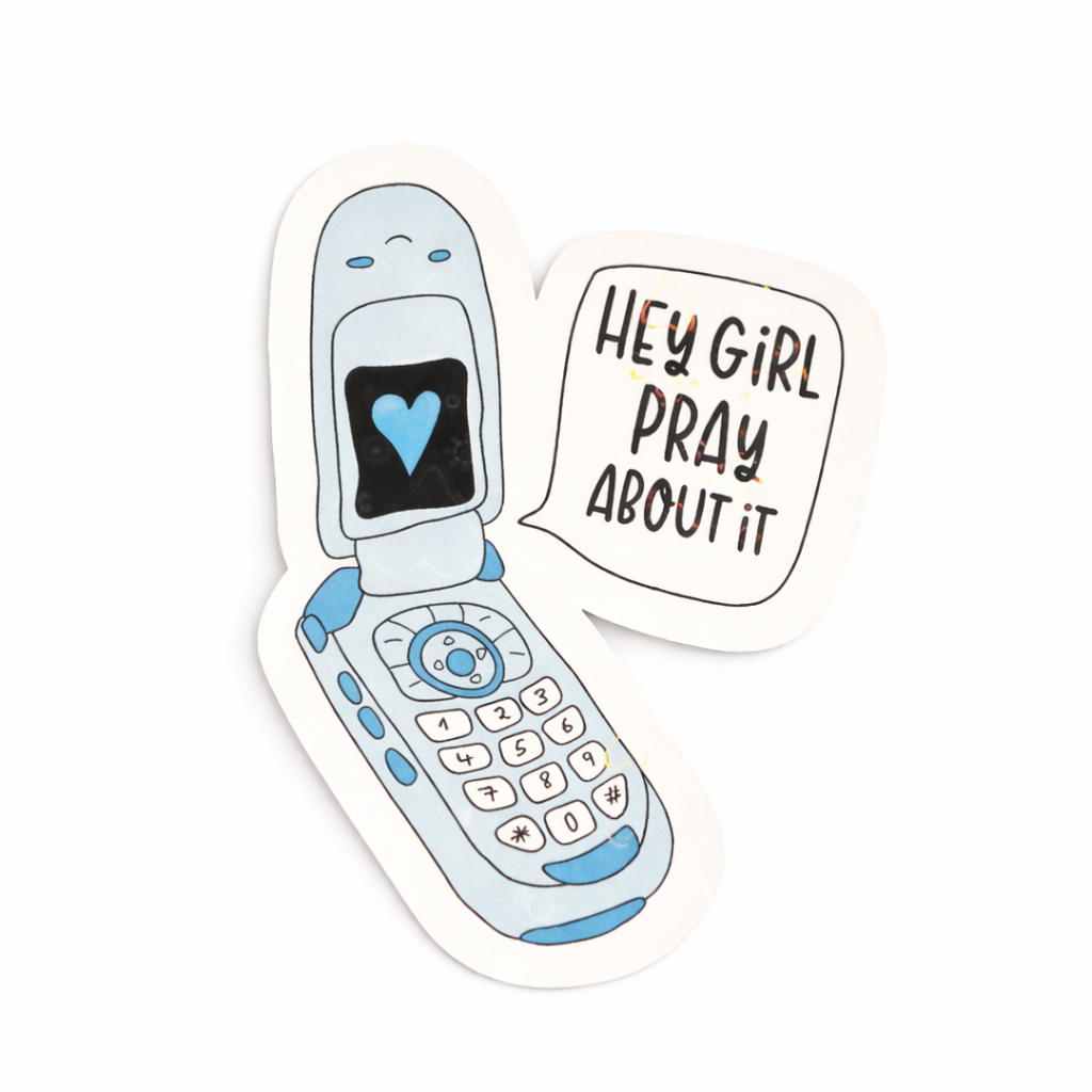 HEY GIRL PRAY ABOUT IT FLIP PHONE HOLOGRAPHY